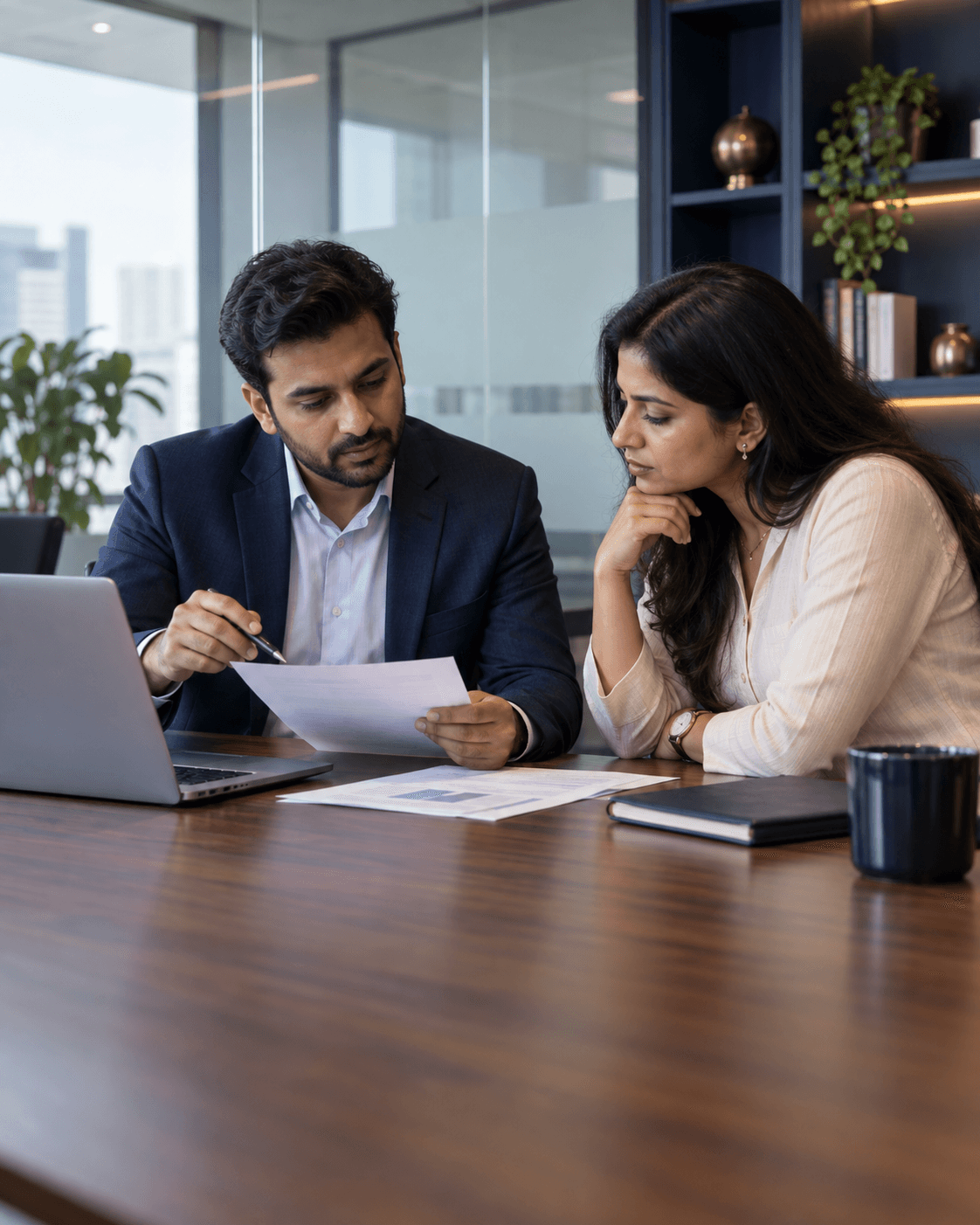 Illustrative image: accounting professionals reviewing documents together